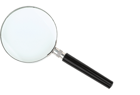 magnifying glass showing we search for loan products