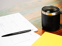 coffee mug with paper