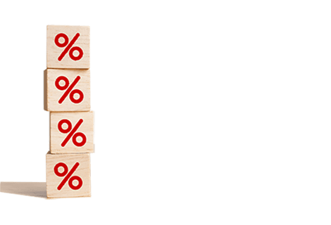 Blocks with percentage signs on showing bridging loan rates