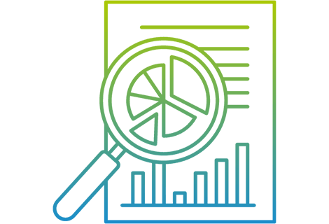 magnifying glass with chart