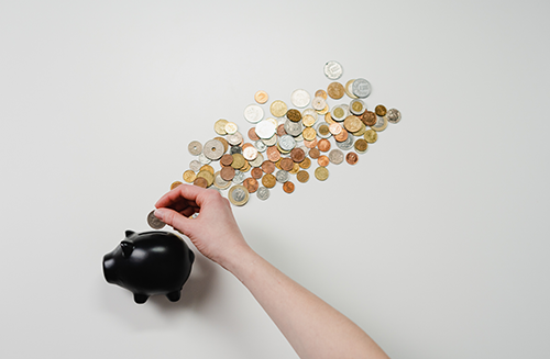 coins black piggy bank