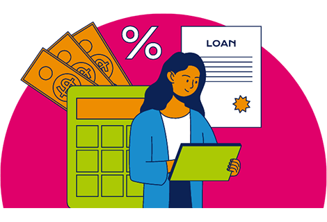 woman calculator loan